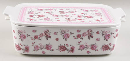 Pink Rose (Pink Band) Rectangular Baker & Lid