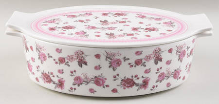 Pink Rose (Pink Band) Oval Baker with Lid