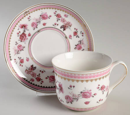 Pink Rose (Pink Band) Jumbo Cup & Saucer Set