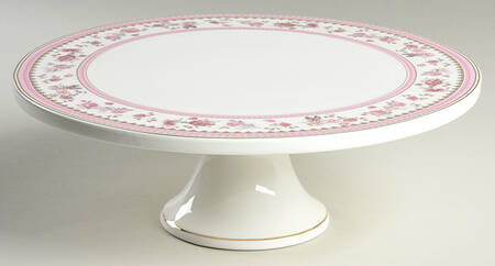 Pink Rose (Pink Band) Footed Cake Plate