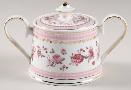 Pink Rose (Pink Band) Sugar Bowl & Lid