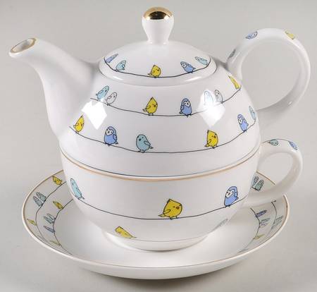 Bird Friends Individual Teapot & Lid with Cup & Saucer