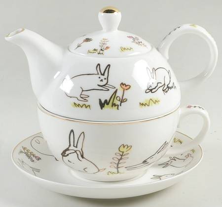 Bunny Meadow Individual Teapot & Lid with Cup & Saucer