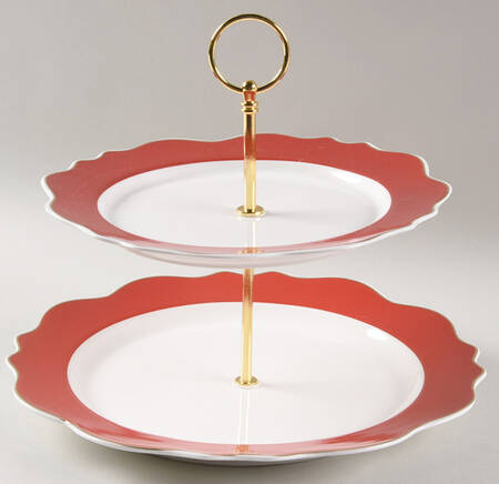 Red Band Scallop 2 Tiered Serving Tray (Dinner & Salad Plate)
