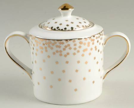 Gold Square Confetti Sugar Bowl & Lid