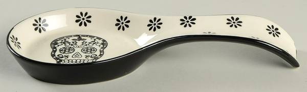 Black Skull Spoon Rest/Holder (Holds 1 Spoon)