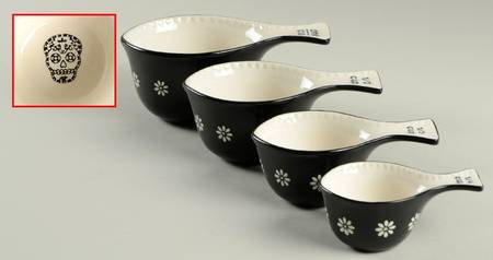 Black Skull Measuring Cup Set (1 Cup,1/2 Cup,1/3 Cup,1/4 Cup)