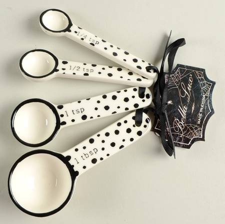 Halloween (Black Dots) (4 Pc) Ceramic Measuring Spoon Set