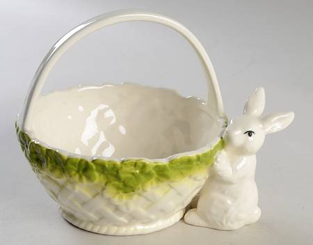Bunny (Figural) 7" Handled Basket