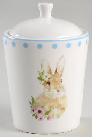 Polka Dot Bunny Sugar Bowl & Lid