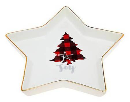 Holiday Plaid Star Shaped Dish