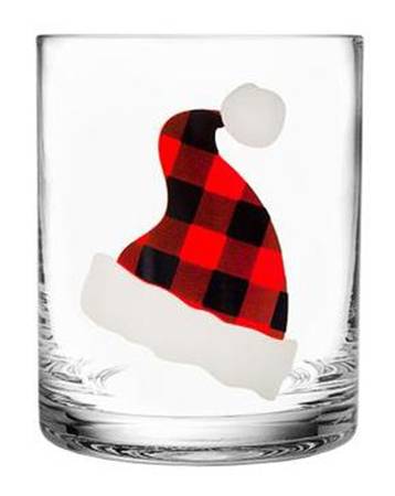Holiday Plaid Glassware Double Old Fashioned