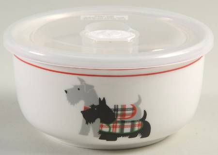 Scotty Dog Argyle 5" Round Food Storage Container & Plastic Lid