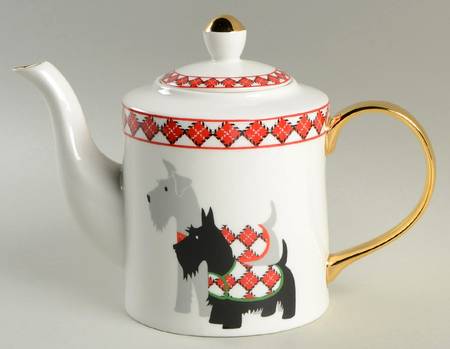 Scotty Dog Argyle Teapot & Lid