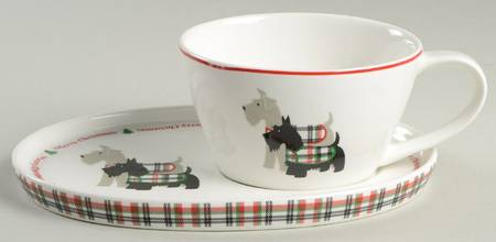 Scotty Dog Argyle Snack Plate & Cup Set