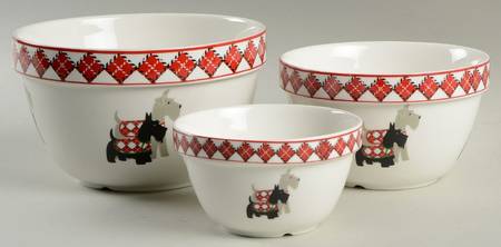 Scotty Dog Argyle (3 Piece) Nesting Bowl Set (4", 5", 6")