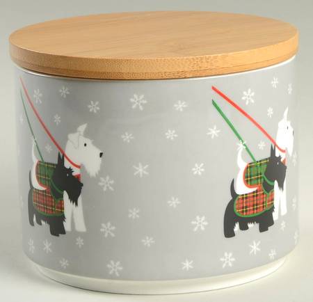 Scotty Dog Argyle Small Canister & Wood Lid