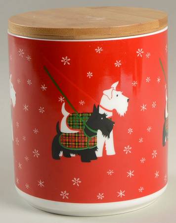 Scotty Dog Argyle Medium Canister & Wood Lid