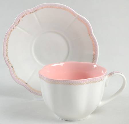 Josephine Pink Flat Cup & Saucer Set