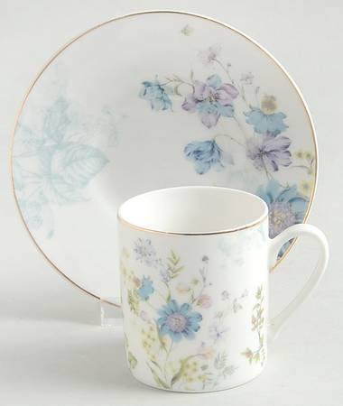 Blue Wild Floral Espresso Cup and Saucer Set