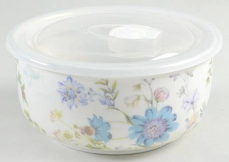 Blue Wild Floral 6" Round Food Storage Container & Plastic Lid