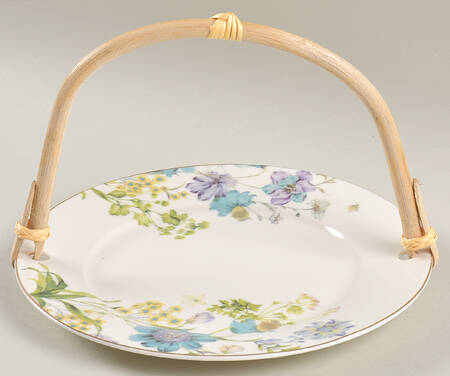 Blue Wild Floral 5 3/8"-5 5/8" Bamboo Handled Serving Plate  HC