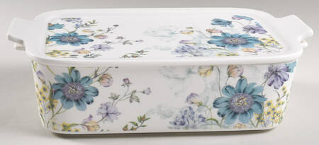 Blue Wild Floral Rectangular Baker & Lid
