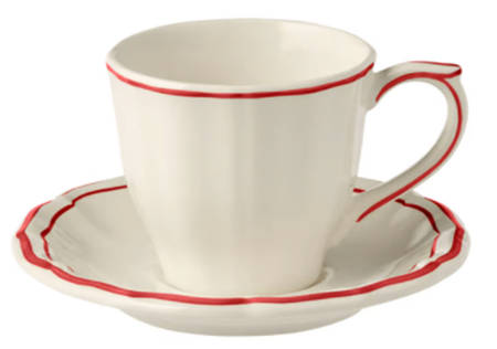 Filets Rouge (Red) Flat Cup & Saucer Set