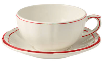 Filets Rouge (Red) Breakfast Cup & Saucer Set