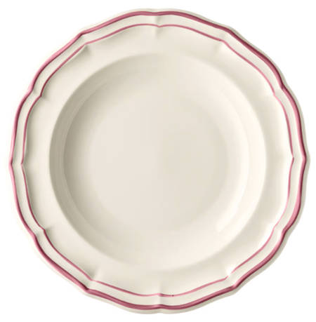 Filets Pivoine (Peony Pink) Large Rim Soup Bowl