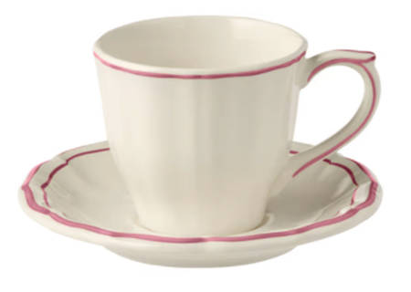 Filets Pivoine (Peony Pink) Flat Cup & Saucer Set