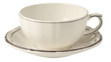 Filets Taupe (Light Brown) Flat Cup & Saucer Set