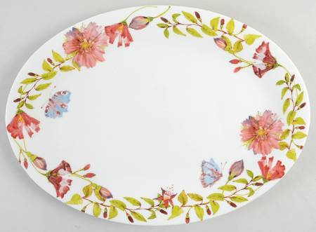Watercolor Butterfly Garden 13" Oval Serving Platter