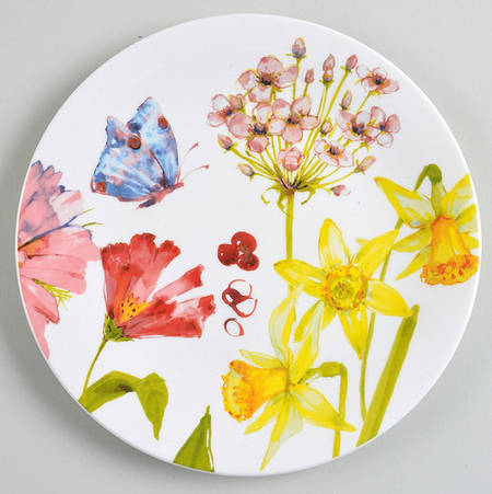 Watercolor Butterfly Garden Salad Plate
