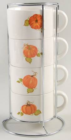 Hello Fall Stackable Mug - Set of 4 & Metal Holder