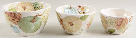 Sage Green Leaves-Autumn Hill (3 Piece) Mixing Bowl Set