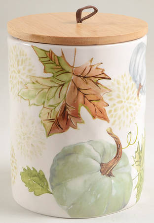 Sage Green Leaves-Autumn Hill Medium Canister & Lid