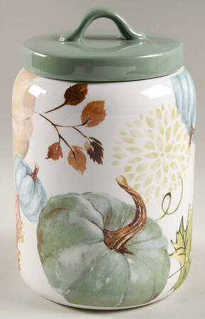 Sage Green Leaves-Autumn Hill Large Canister & Lid