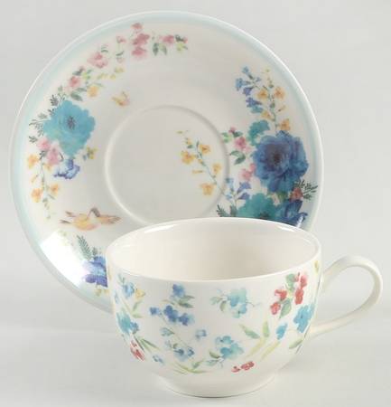 Blue Meadow Flat Cup & Saucer Set