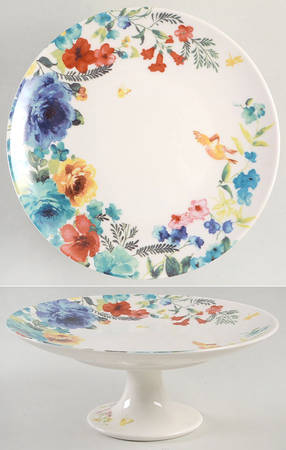 Blue Meadow 8" Diameter Pedestal Cake Stand
