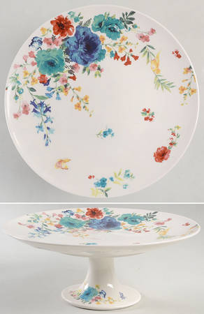 Blue Meadow 10" Diameter Pedestal Cake Stand