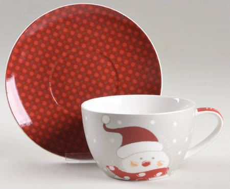 Santa and Snowman Latte Cup & Saucer Set