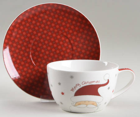 Santa and Snowman Latte Cup & Saucer Set
