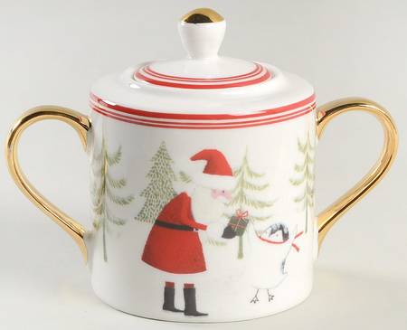 Santa Penguin Sugar Bowl & Lid