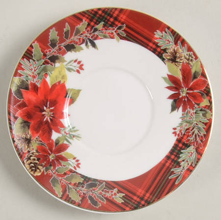 Plaid Poinsettia Flat Demitasse Cup