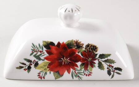 Plaid Poinsettia Lid for 1/4 Lb Butter