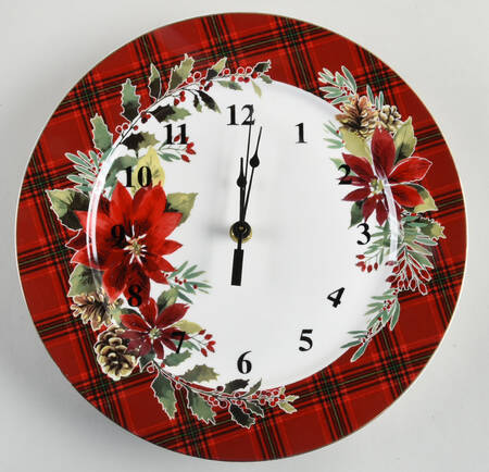 Plaid Poinsettia 1-2" depth  Clock Plate HC