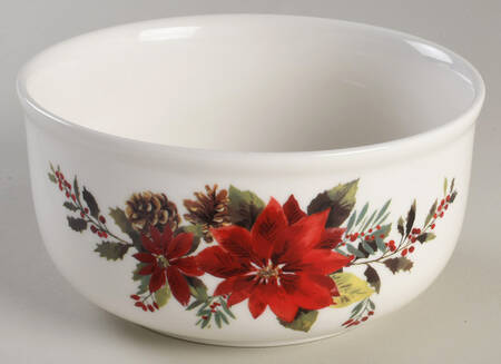 Plaid Poinsettia 6" Storage Ceramic Bowl