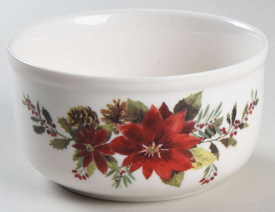 Plaid Poinsettia 5" Storage Ceramic Bowl