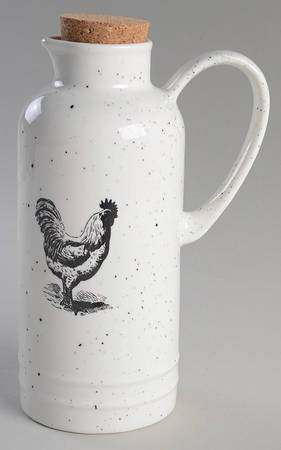 Black Speckle Farm Oil Jug with Spout and Cork Lid